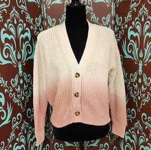 Madewell Ombre Pink Drop Shoulder Cotton Cardigan